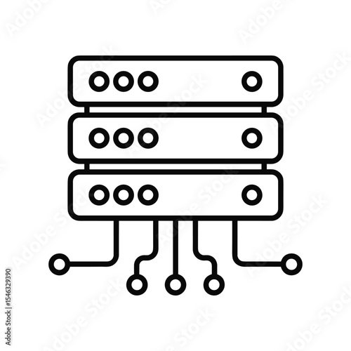 Server rack icon, network connection, data center, digital technology