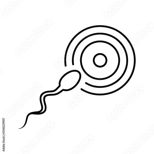 Sperm Fertilizing Egg Cell Human Reproduction Process Medical Illustration Line Art