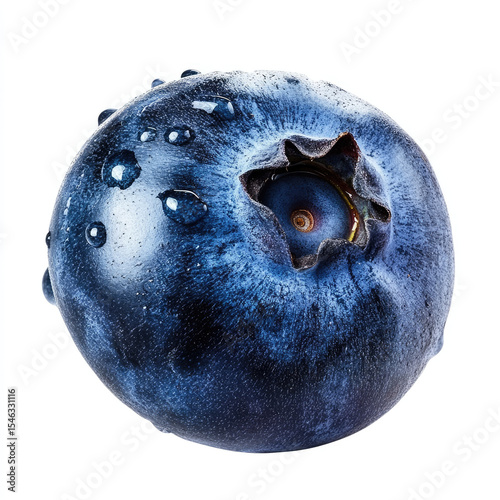 Fresh blueberry with water drops isolated on white background