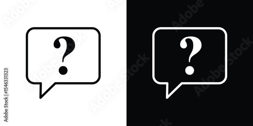 Comment question icon in black. flat graphic vector icon