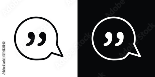 Comment quote icon in black. flat graphic vector icon
