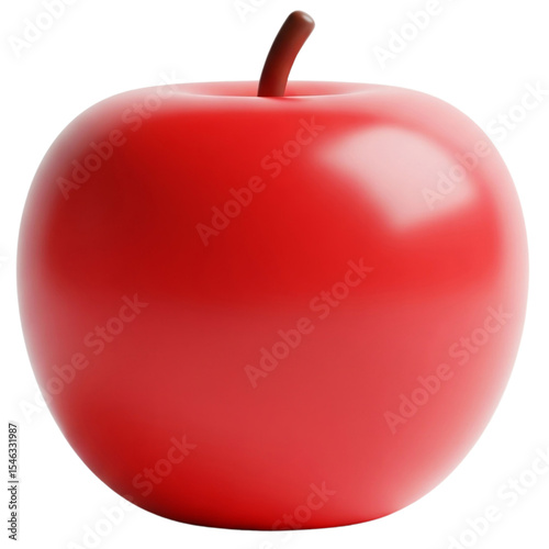 High-Quality 3D Red Apple with Glossy Surface – Ideal for Food Illustration