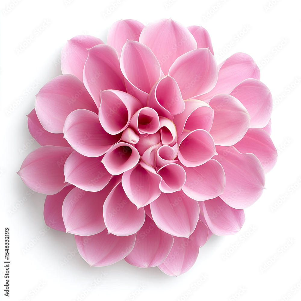 Fototapeta premium Pink dahlia flower with gently curled petals and soft blush accents