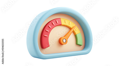 3d render of a colorful speedometer gauge isolated on transparent background