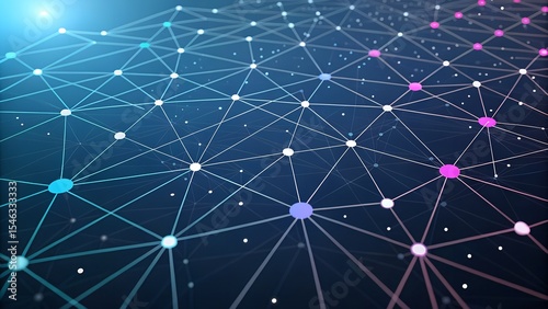 Abstract Network Connection: Nodes and Lines Interconnecting in a Digital Space, Showing Complex Data Flow and Global Communication