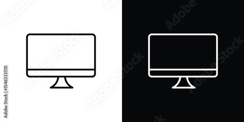 Computer icon in black. flat graphic vector icon