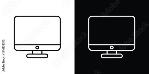 Computer icon in black. flat graphic vector icon