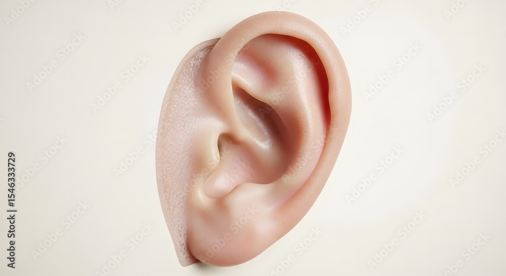 Fototapeta premium Realistic Human Ear Model in Light Skin Tone for Medical and Educational Use