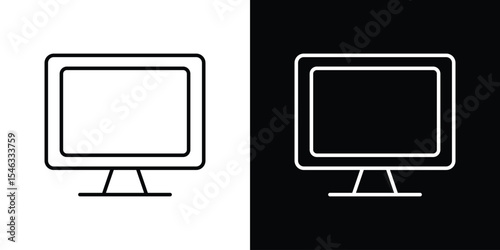 Computer screen icon in black. flat graphic vector icon