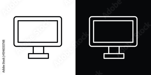 Computer screen icon in black. flat graphic vector icon