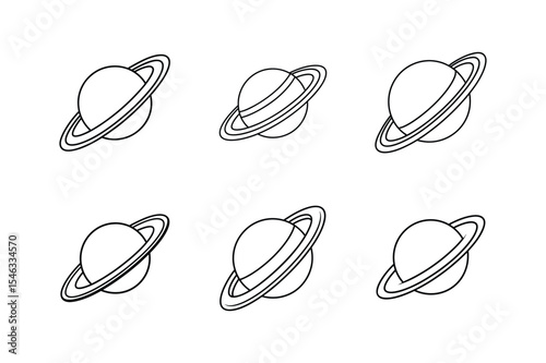 saturn icon line art vector illustration design