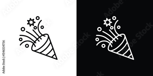 Congratulations icon in black. flat graphic vector icon