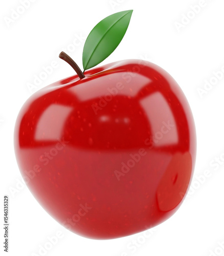 3D Red Apple and Slice Illustration