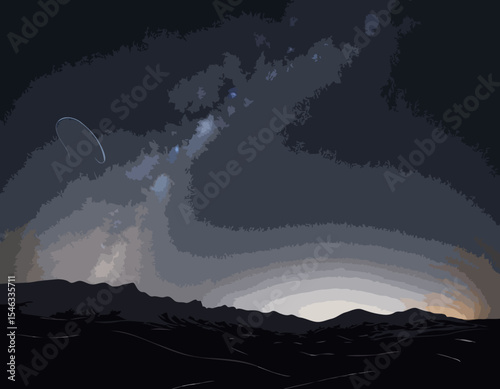 Delicate Line Art Depiction of a Milky Way Time-Lapse