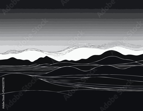 Elegant Continuous Line Art Depicting Dawn to Dusk Sky Transition