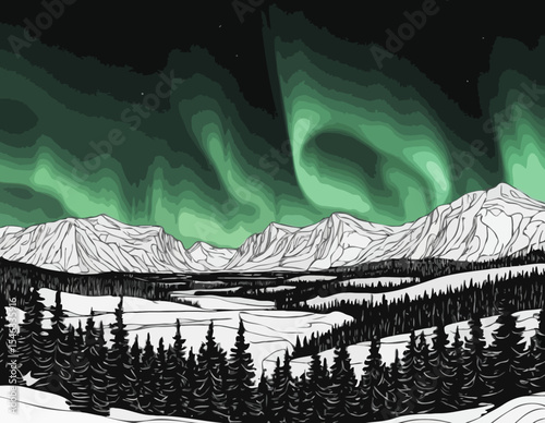 Intricate Line Art Time-Lapse of Aurora Borealis