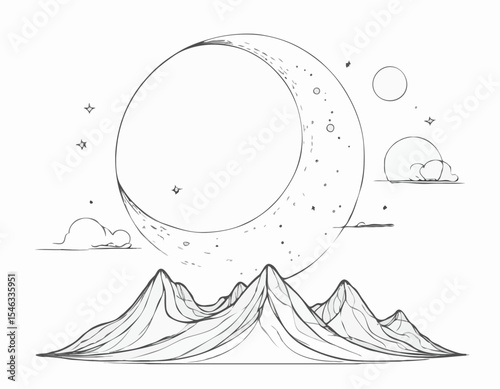 Stylized Line Drawing of a Moon Cycle Time-Lapse