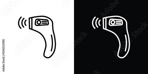 Contactless infrared thermometer icon in black. flat graphic vector icon