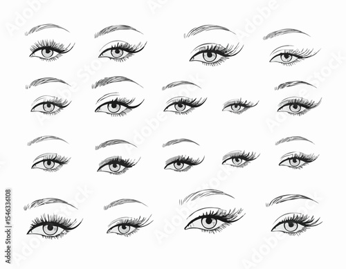 Line Art Collection of Eye Makeup Elements