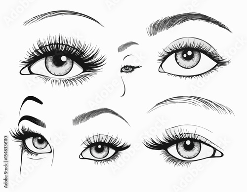 Line Art Collection of Eye Makeup Elements