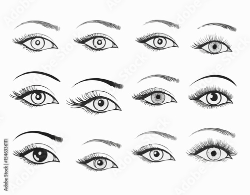 Line Art Collection of Eye Makeup Elements