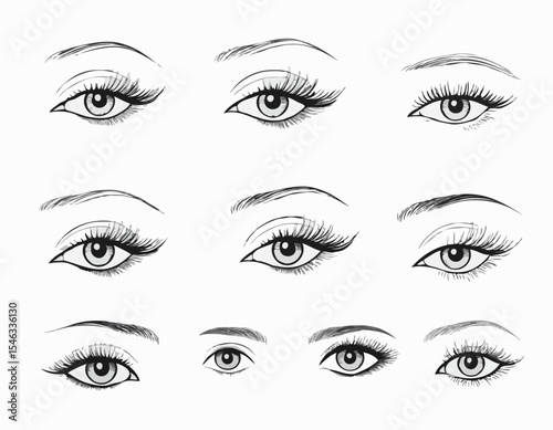 Line Art Collection of Eye Makeup Elements