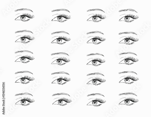 Line Art Collection of Eye Makeup Elements
