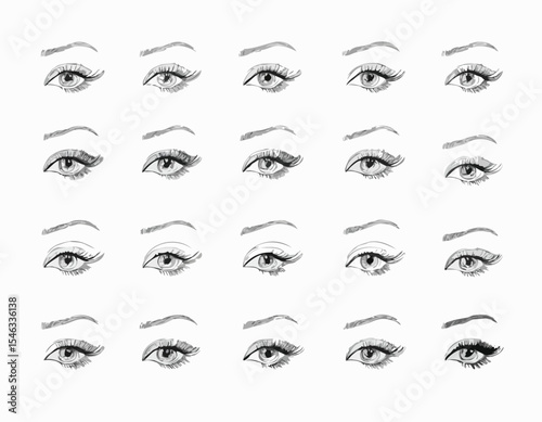 Line Art Collection of Eye Makeup Elements