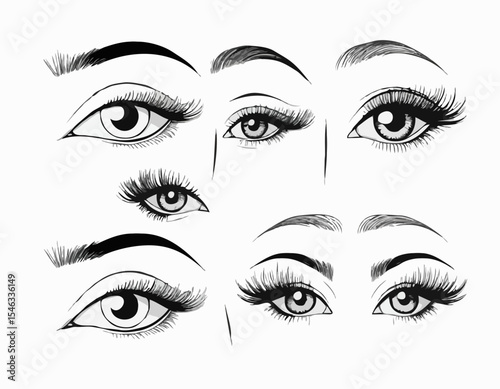 Line Art Collection of Eye Makeup Elements