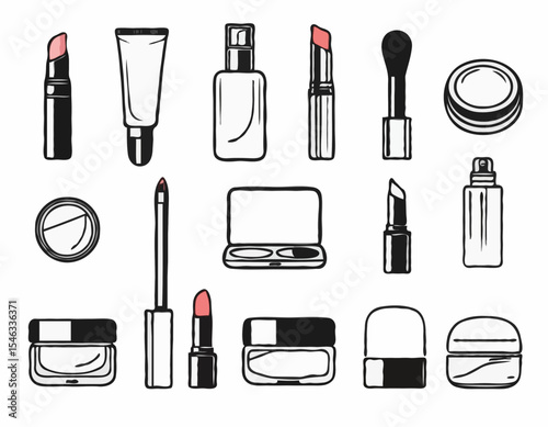 Line Art Icons of Different Makeup Products