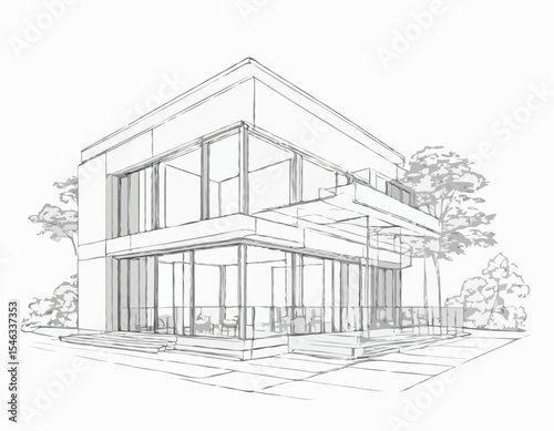 Hand-Drawn Architectural Blueprint Sketch