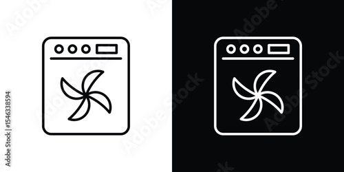 Convection turbofan stove icon in black. flat graphic vector icon