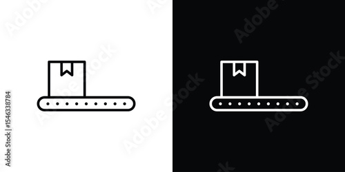 Conveyor belt icon in black. flat graphic vector icon