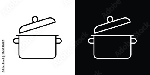 Cooking pot icon in black. flat graphic vector icon