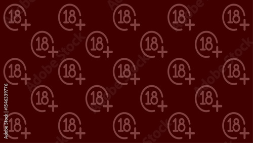 Maroon Age Restriction Pattern Background with 18+ Icons
