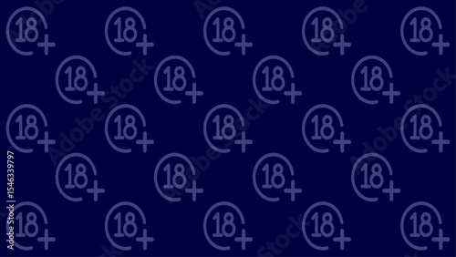 Navy Age Restriction Pattern Background with 18+ Icons