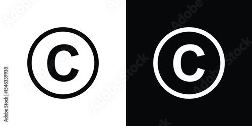 Copyright icon in black. flat graphic vector icon