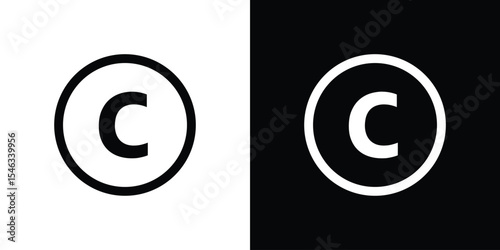 Copyright icon in black. flat graphic vector icon