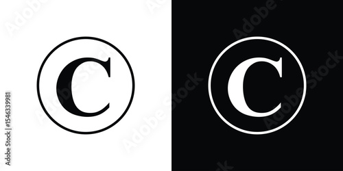 Copyright icon in black. flat graphic vector icon