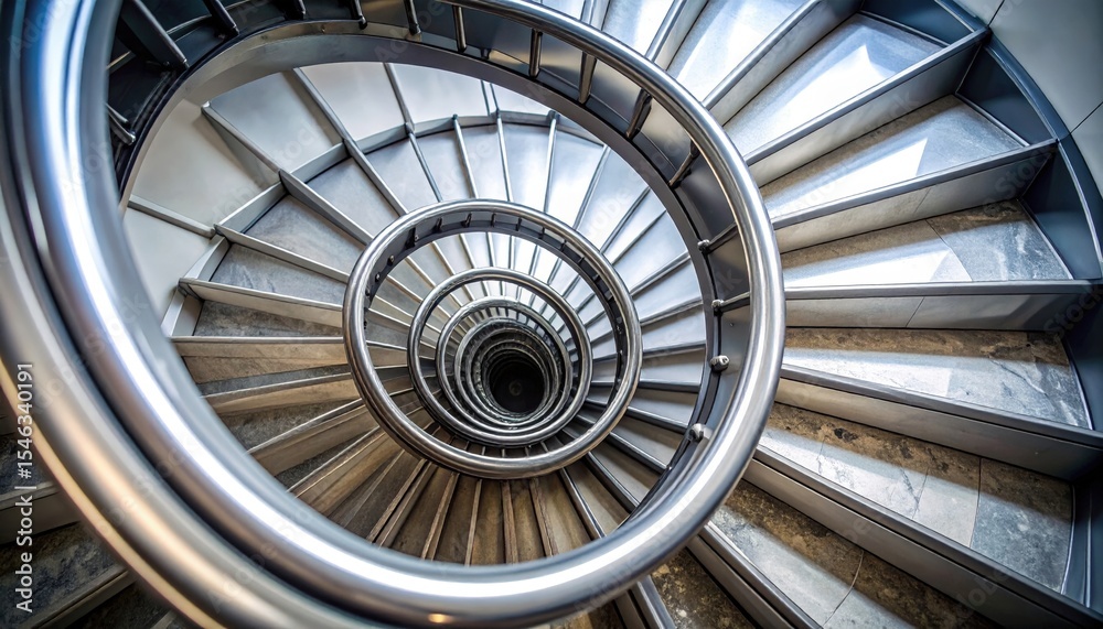 Fototapeta premium Spiral Metal Staircase With Circular Pattern