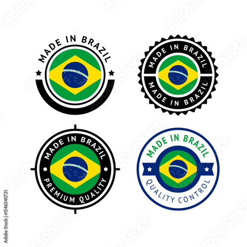 National flag of the Brazil, set flat vector icons