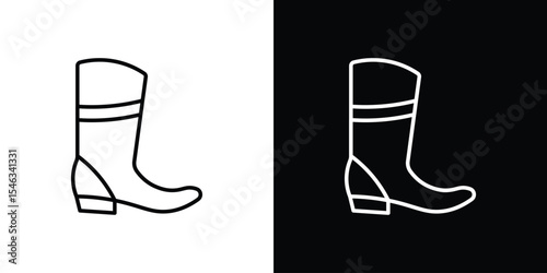 Cowboy Boot icon in black. flat graphic vector icon