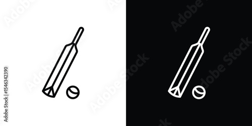 Cricket bat and ball icon in black. flat graphic vector icon