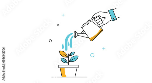 Cultivating Growth Watering Nurturing Small Plant with Care and Attention for Better