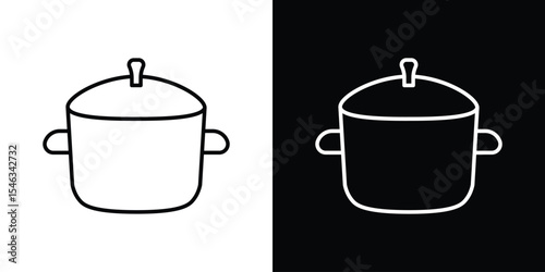 Crock pot icon in black. flat graphic vector icon