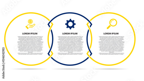 Infographic step business concept circle diagram process chart workflow presentation template icon set finance symbol gear icon magnifying glass
