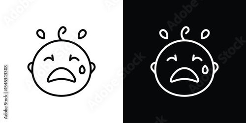 Crying baby icon in black. flat graphic vector icon