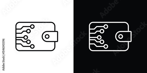 Cryptocurrency wallet icon in black. flat graphic vector icon