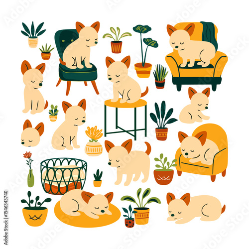 Cozy Dog in a Plant-Filled Home 3
