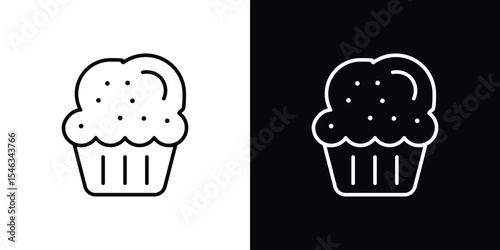 Cupcake icon in black. flat graphic vector icon